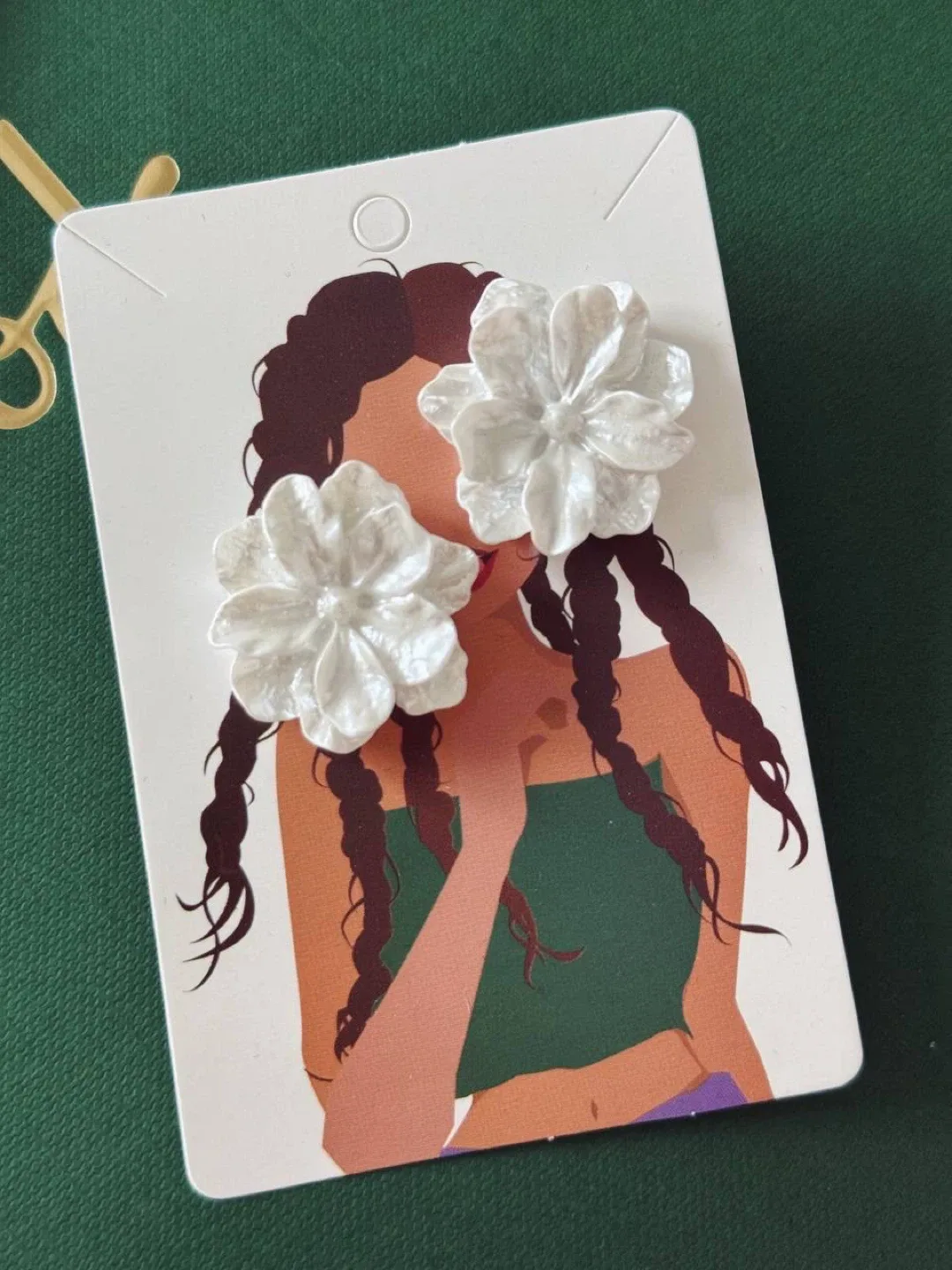 White Flower Stud Earrings