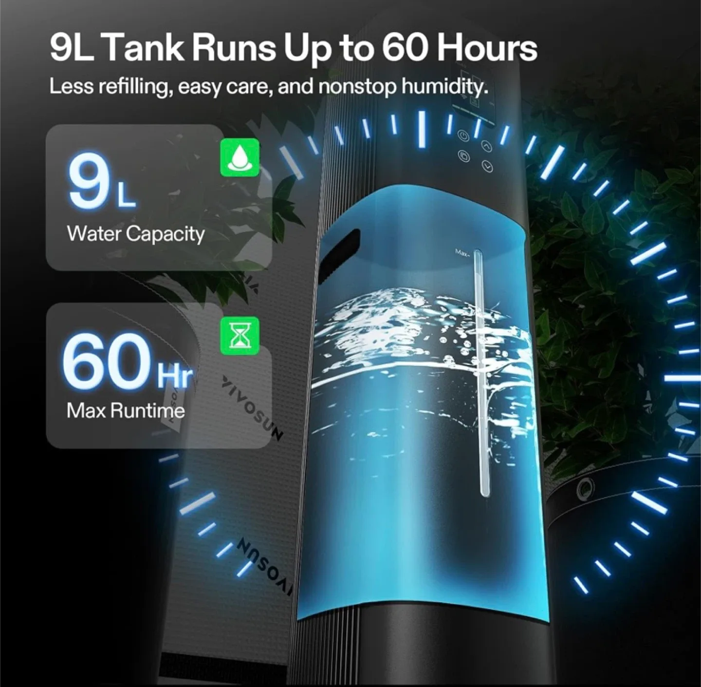 New VIVOSUN AeroStream H09 Intelligent Wi-Fi Humidifier 9L image indicator(6)