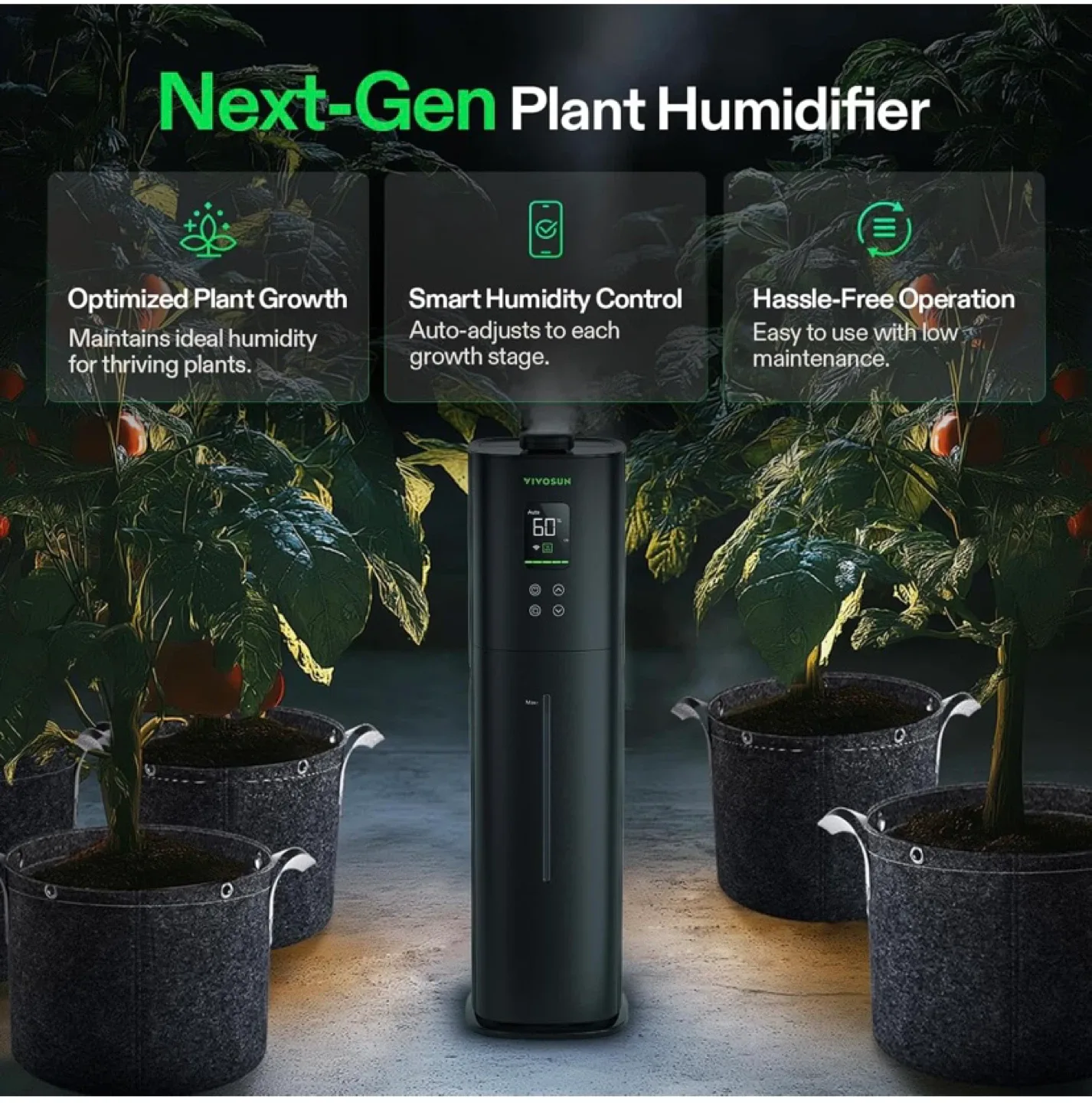 New VIVOSUN AeroStream H09 Intelligent Wi-Fi Humidifier 9L image indicator(4)