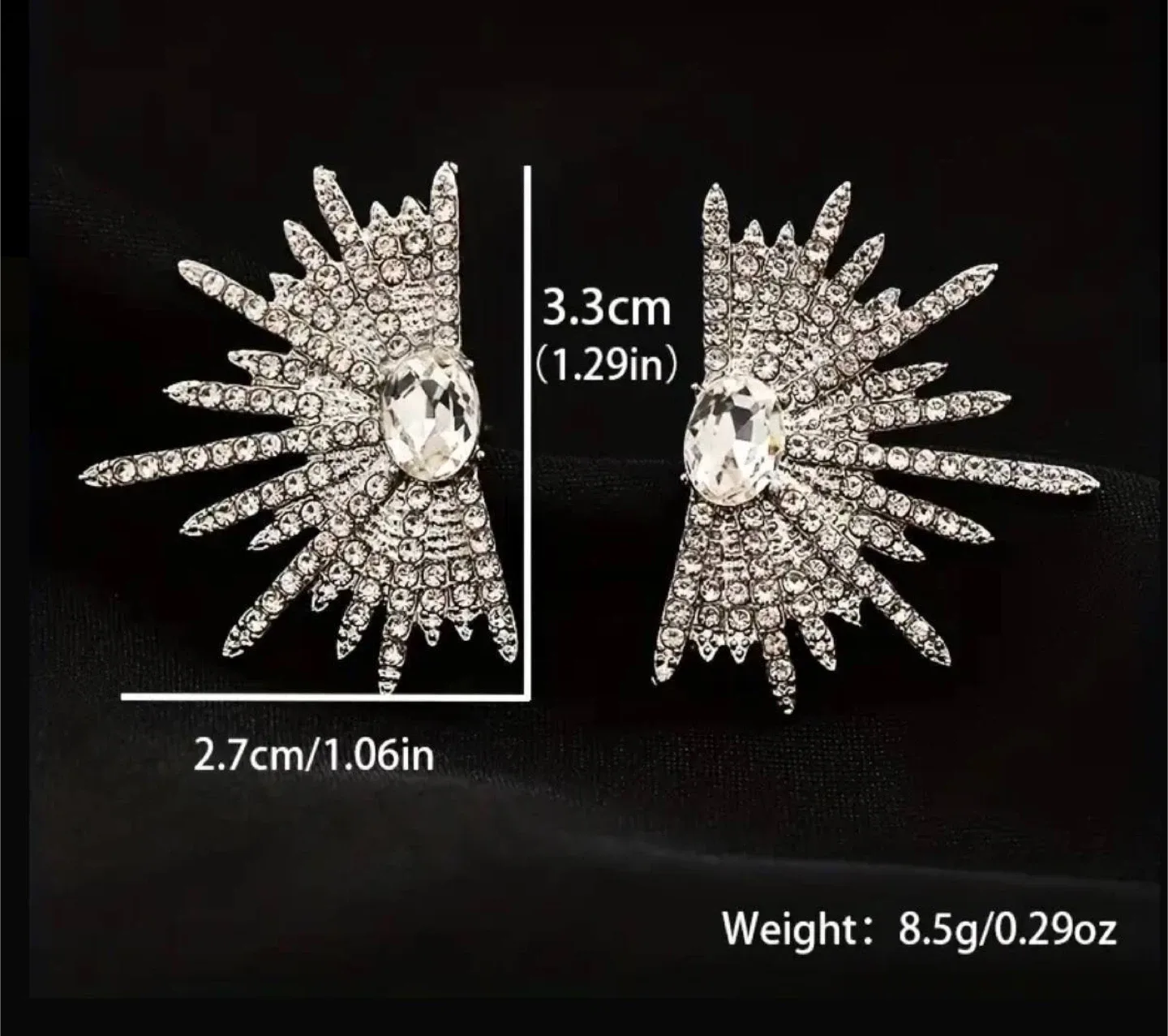 Silver Crystal Starburst Earrings image indicator(4)