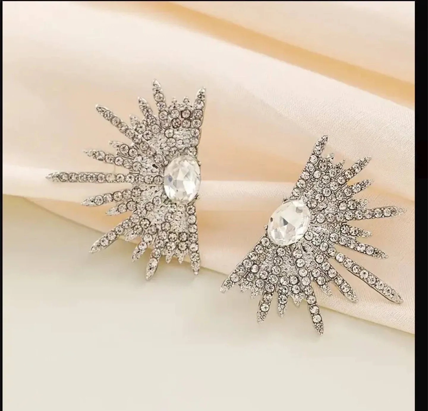 Silver Crystal Starburst Earrings image indicator(2)
