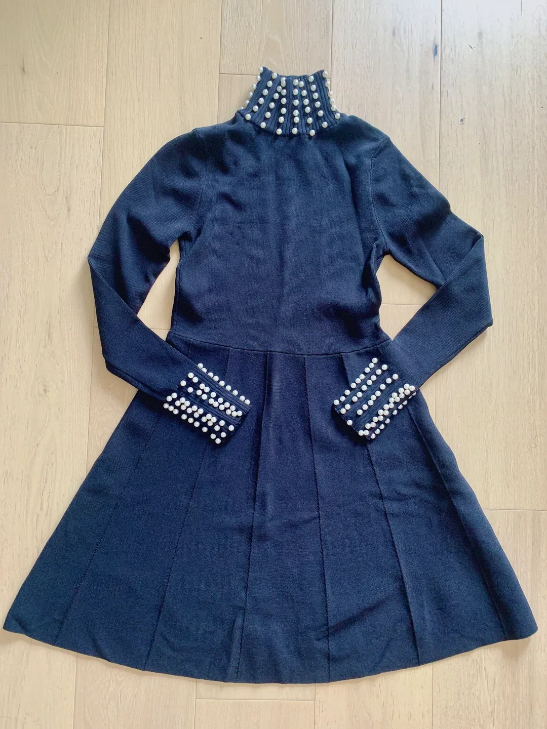 Zara Black Pearl Embellished Dress - Size S