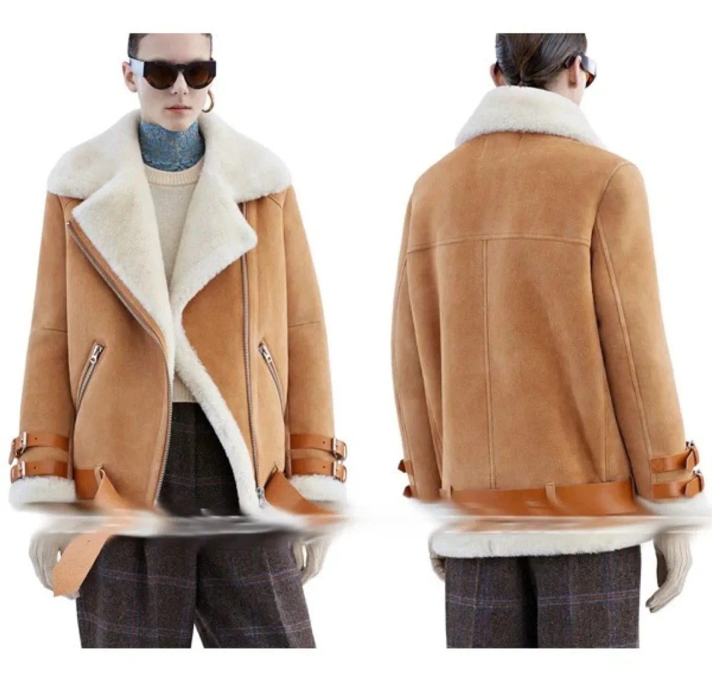 New Shearling Aviator Jacket Size M image indicator(3)