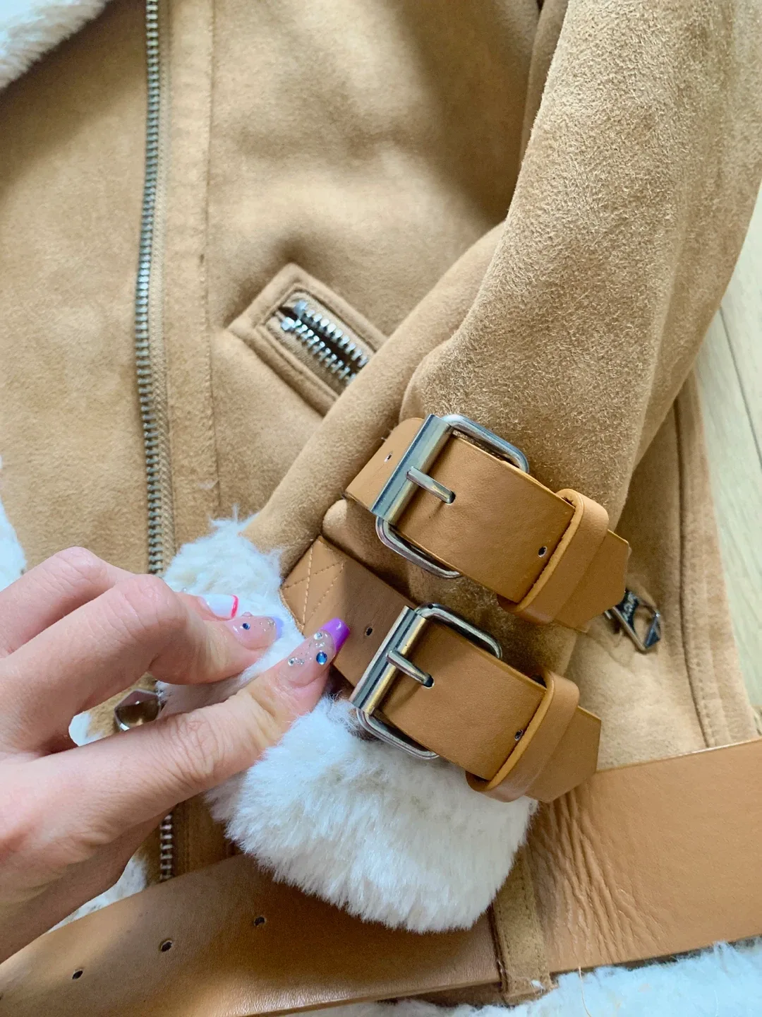 New Shearling Aviator Jacket Size M image indicator(7)