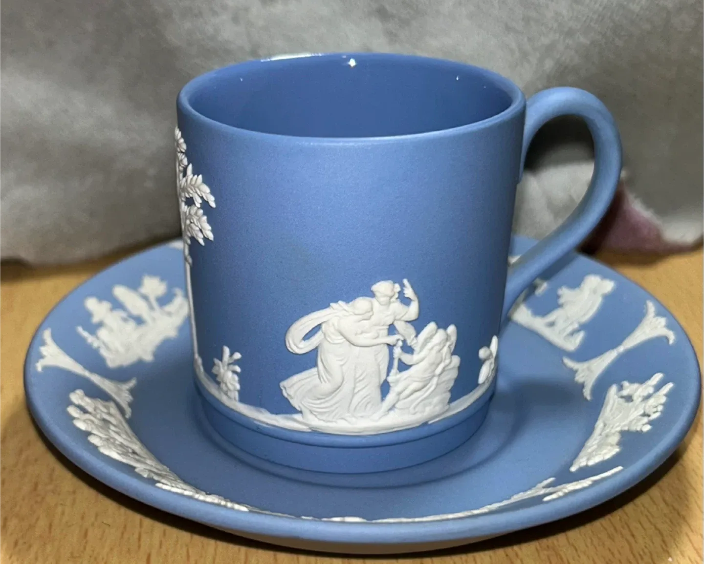 Wedgwood Blue Jasperware Cup & Saucer Set image indicator(2)