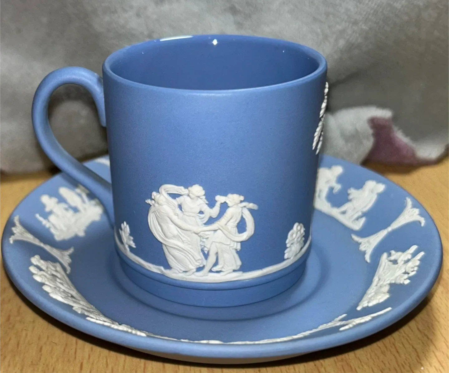 Wedgwood Blue Jasperware Cup & Saucer Set image indicator(4)