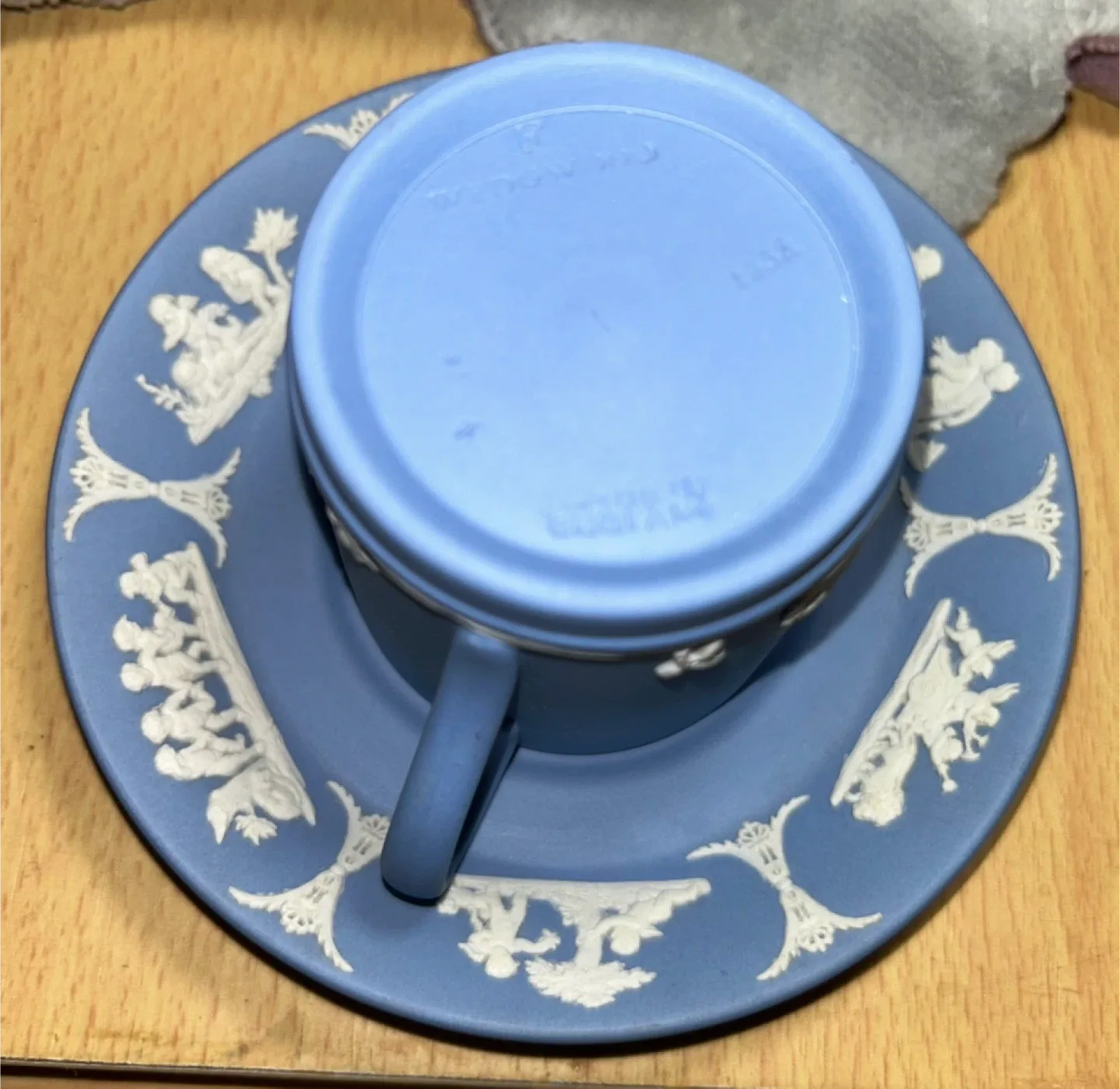 Wedgwood Blue Jasperware Cup & Saucer Set image indicator(8)