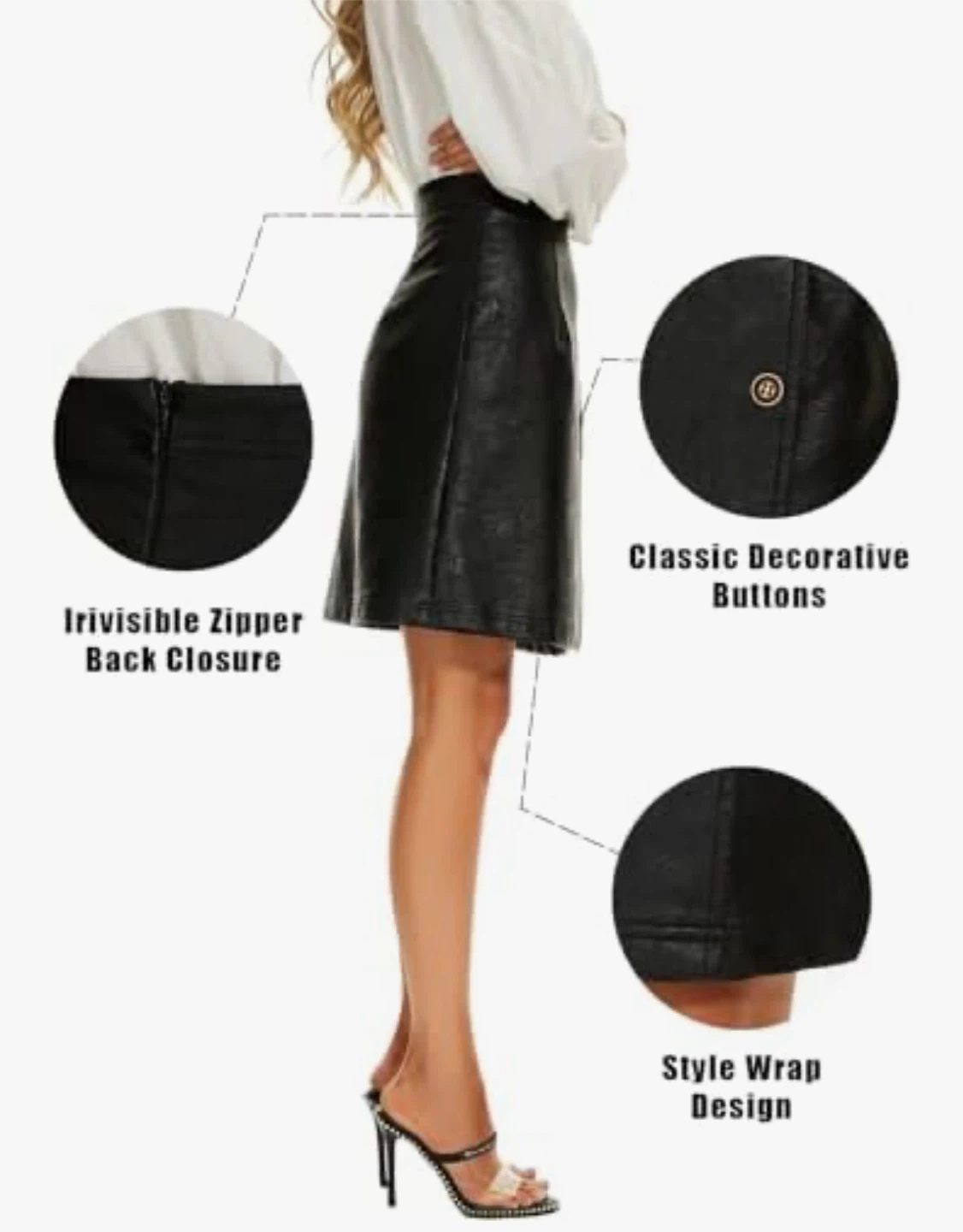 NEW! Ginasy Faux Leather A-Line Wrap Mini Skirt - photo 3