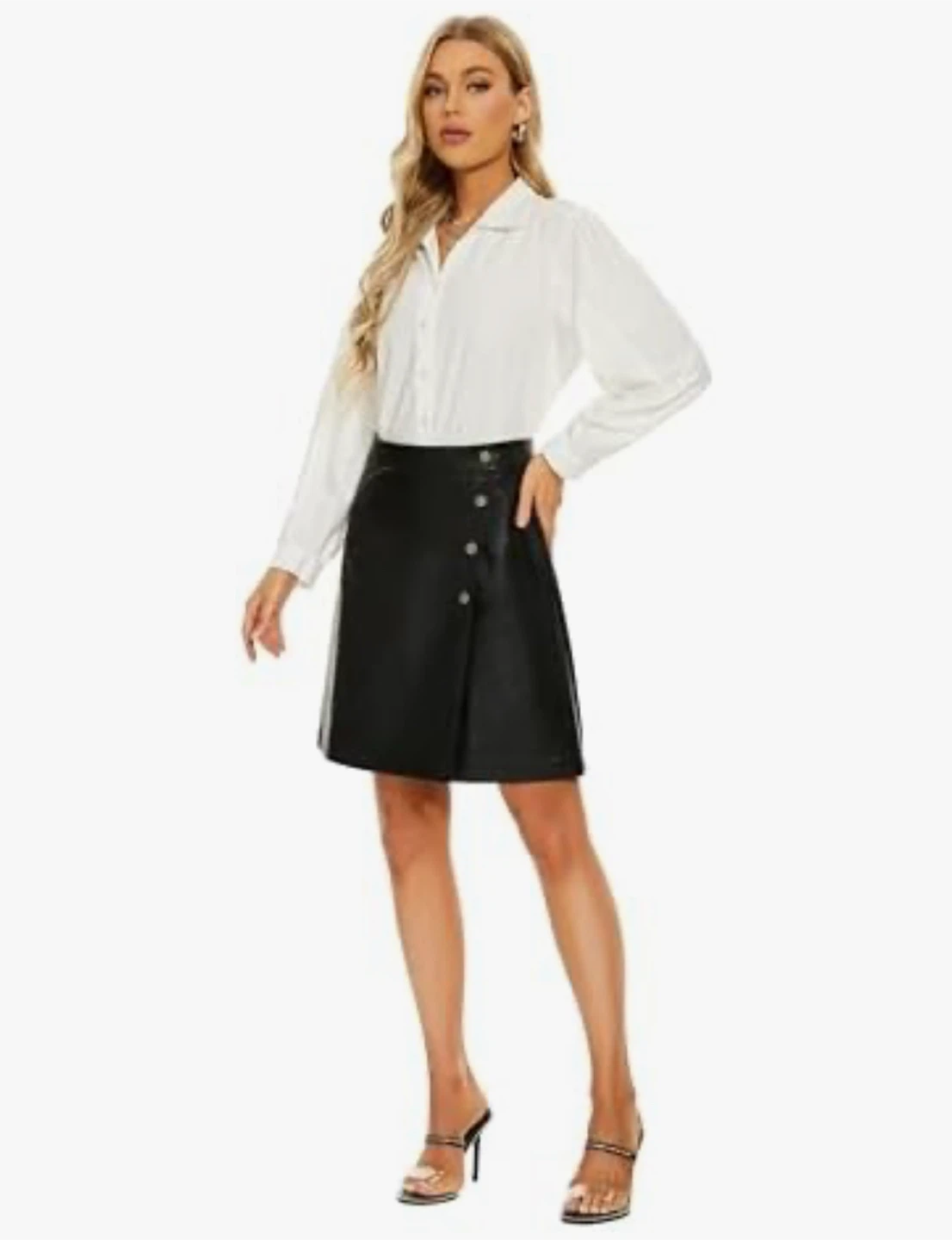 NEW! Ginasy Faux Leather A-Line Wrap Mini Skirt - photo 4