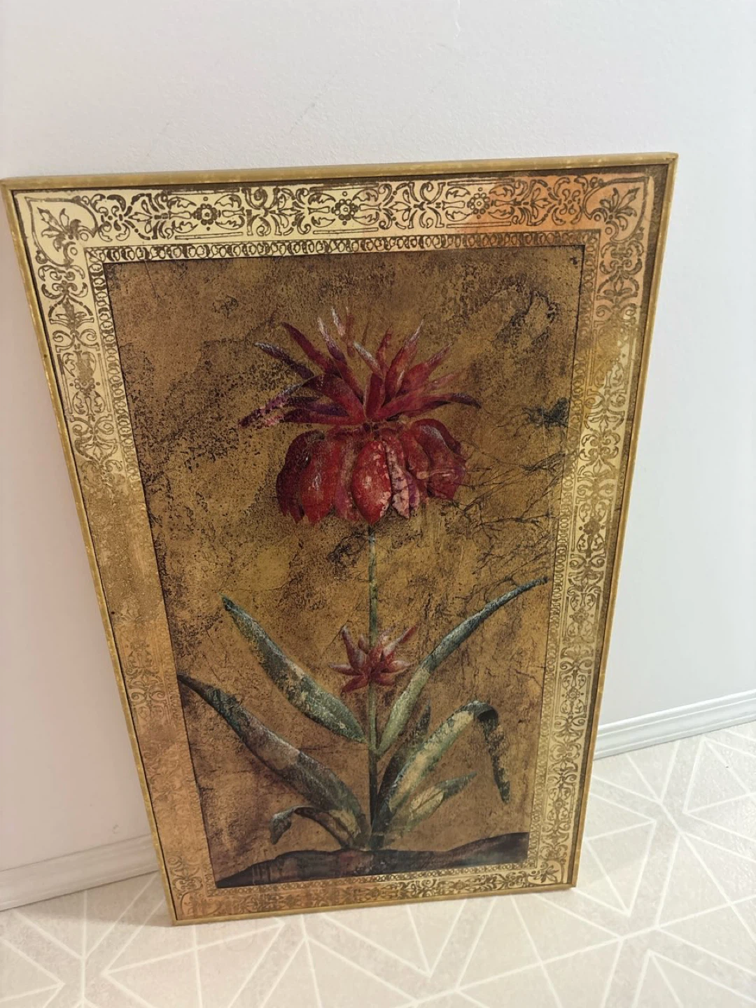 Floral Print Wall Art with Gold Frame