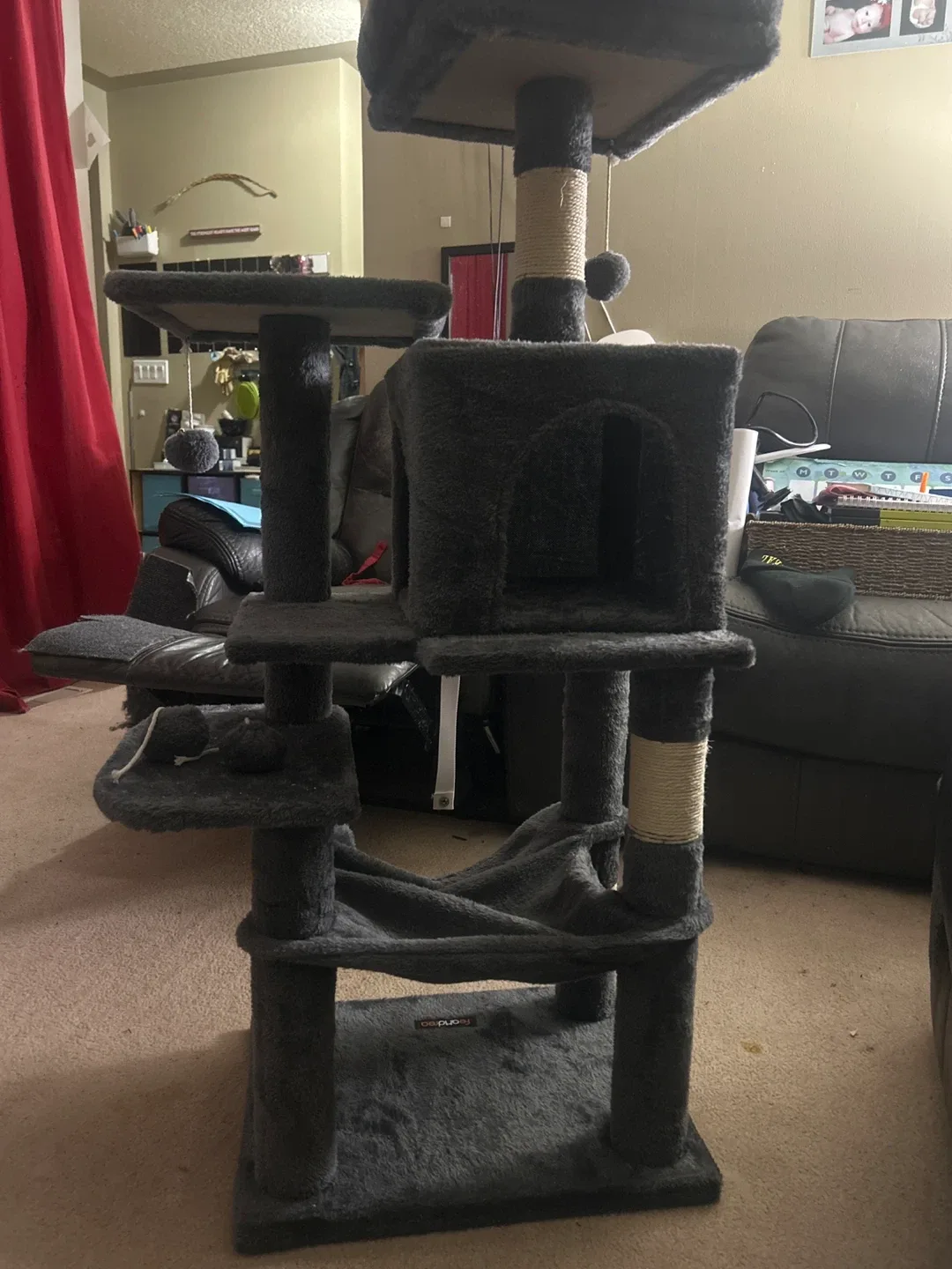Grey Cat Tree with Scratching Posts