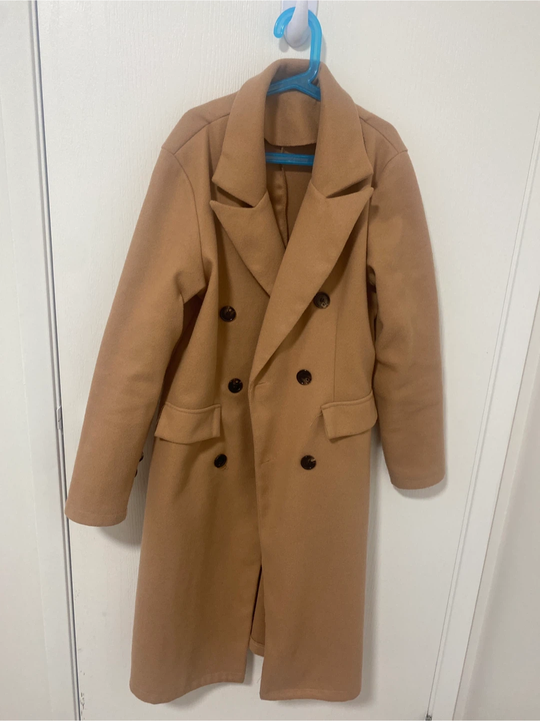 Tan Double-Breasted Wool Coat - photo 2