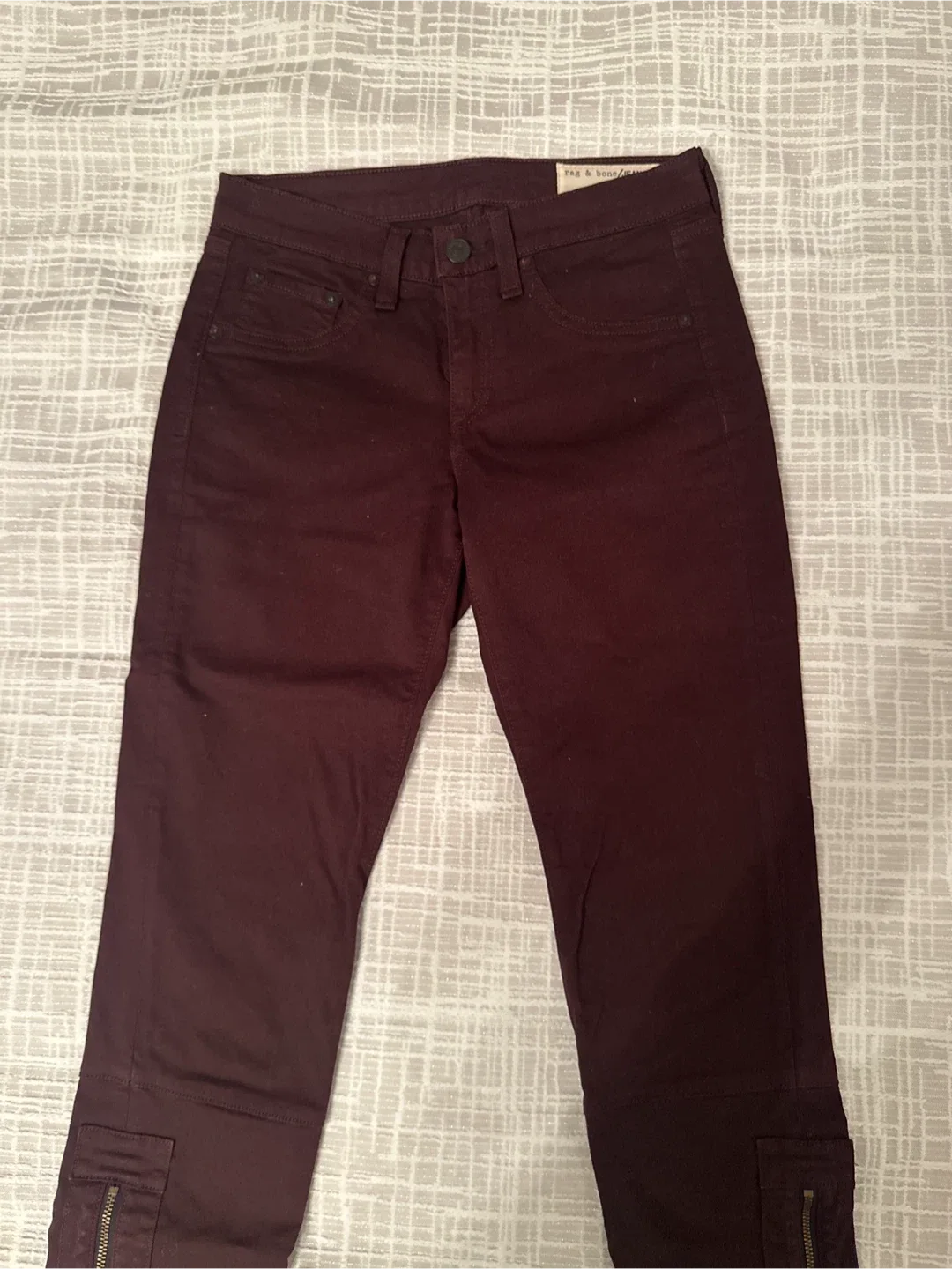 Rag & Bone Burgundy Skinny Jeans image indicator(2)