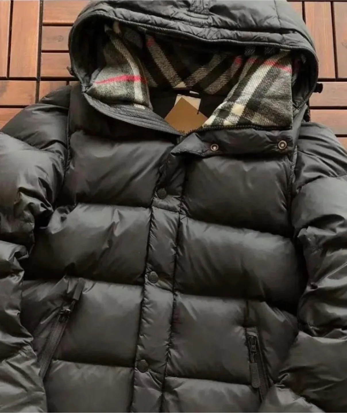 Burberry London England Black Puffer Jacket, Size M