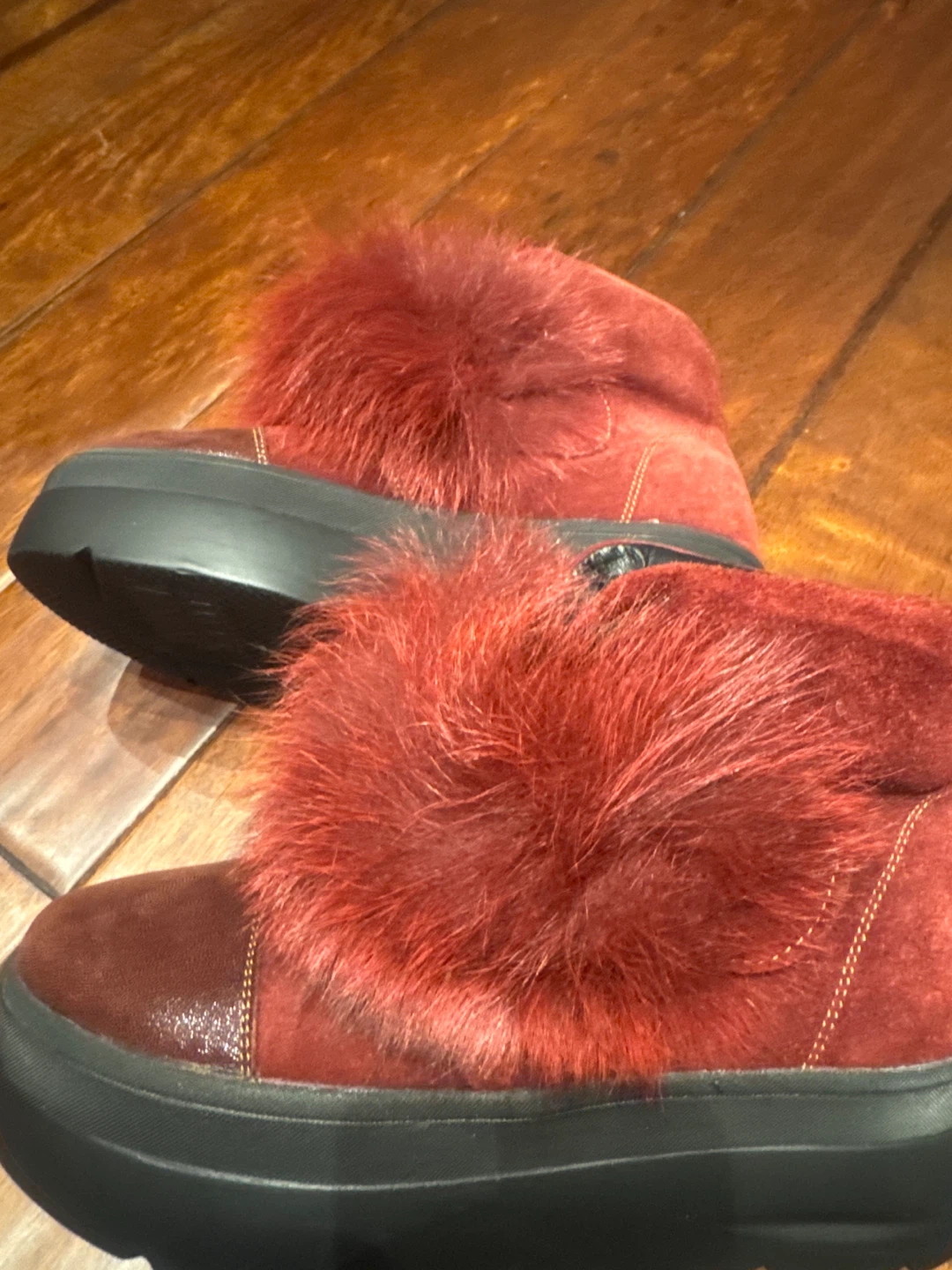 XXI CENT Red Furry Winter Boots - Size 38 - photo 5