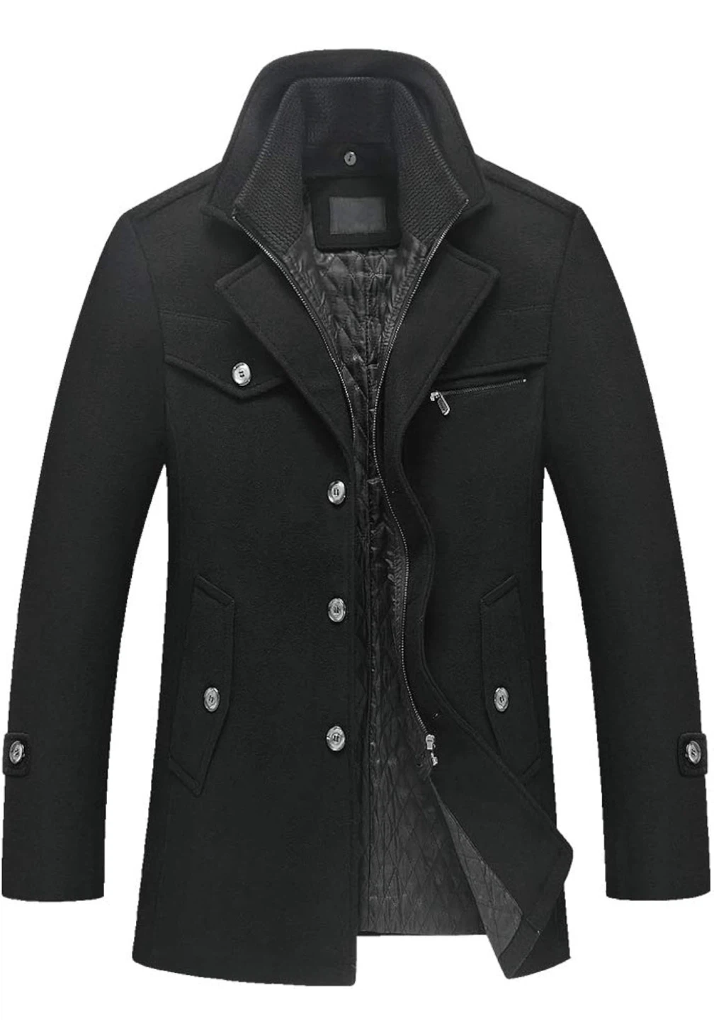 NEW! Men's Slim Fit Wool Blend Peacoat Lined Trench