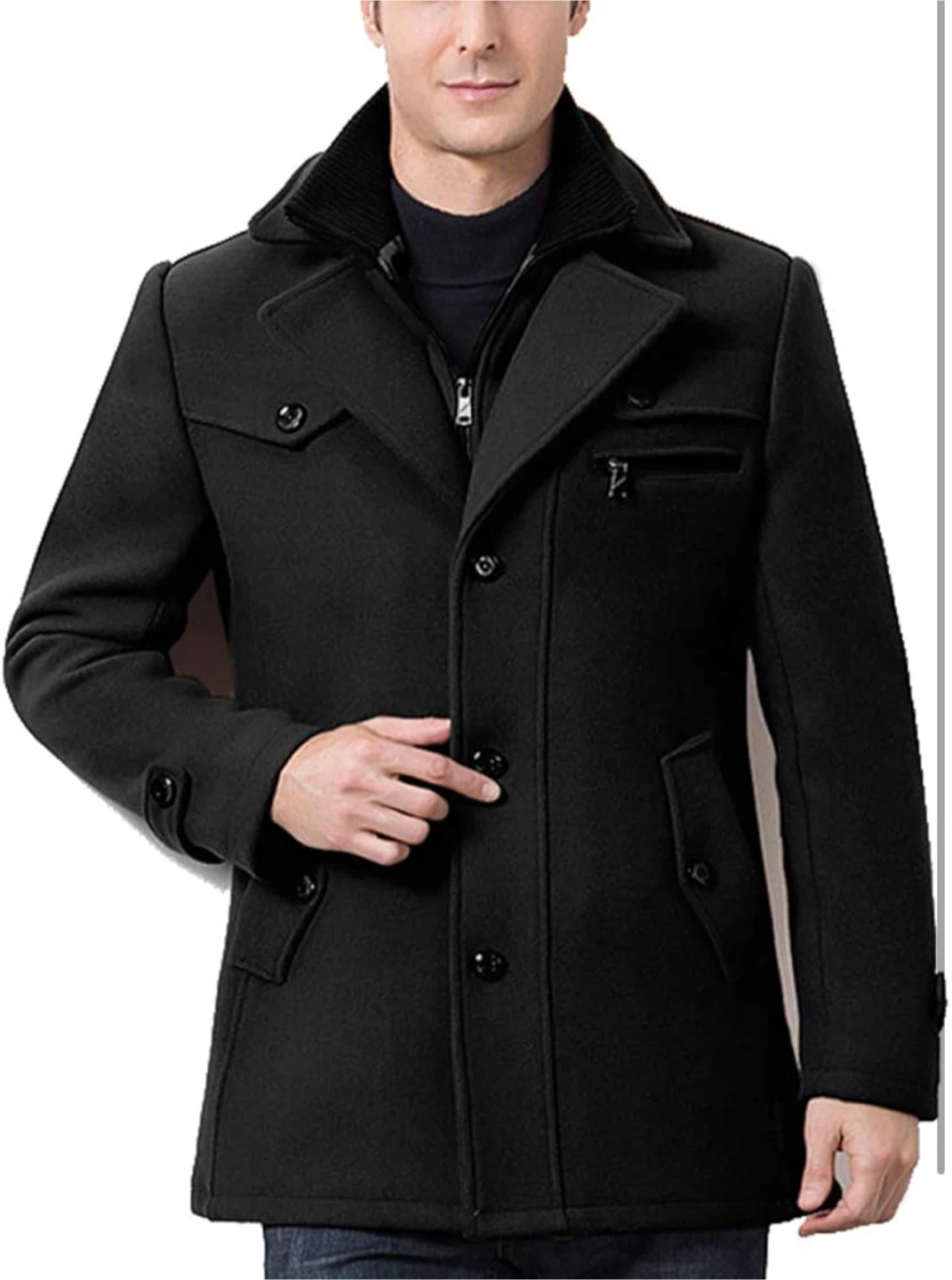 NEW! Men's Slim Fit Wool Blend Peacoat Lined Trench - photo 2