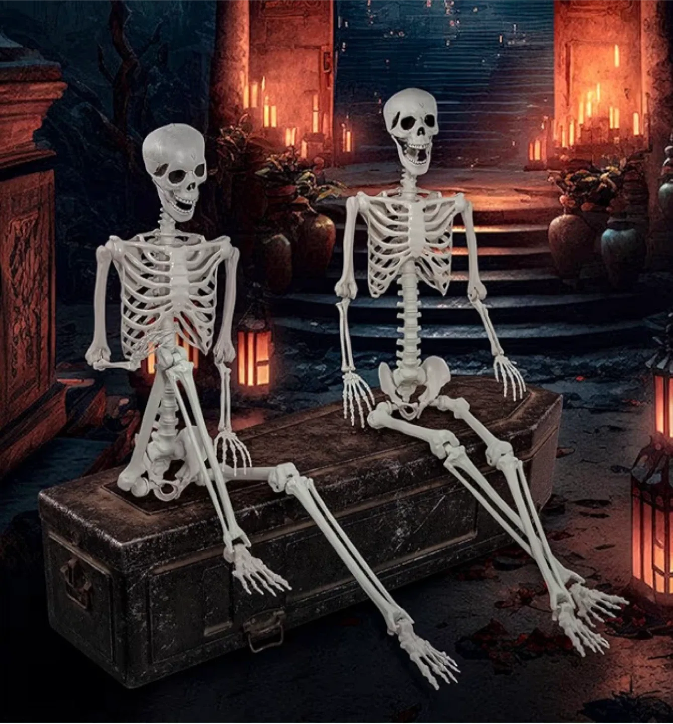 2 Piece XONOR 5.9ft Halloween Life Size Skeletons image indicator(4)