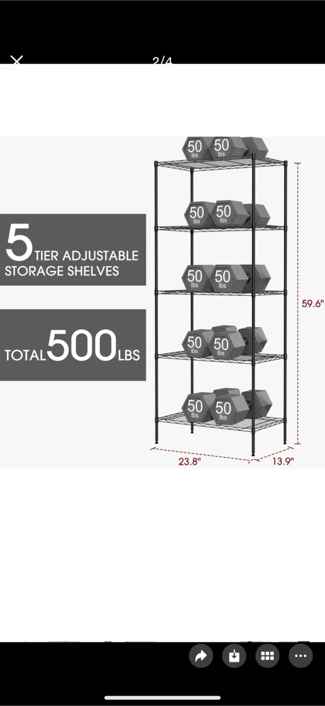 Tamii Living 5-Tier Adjustable Storage Shelves image indicator(4)