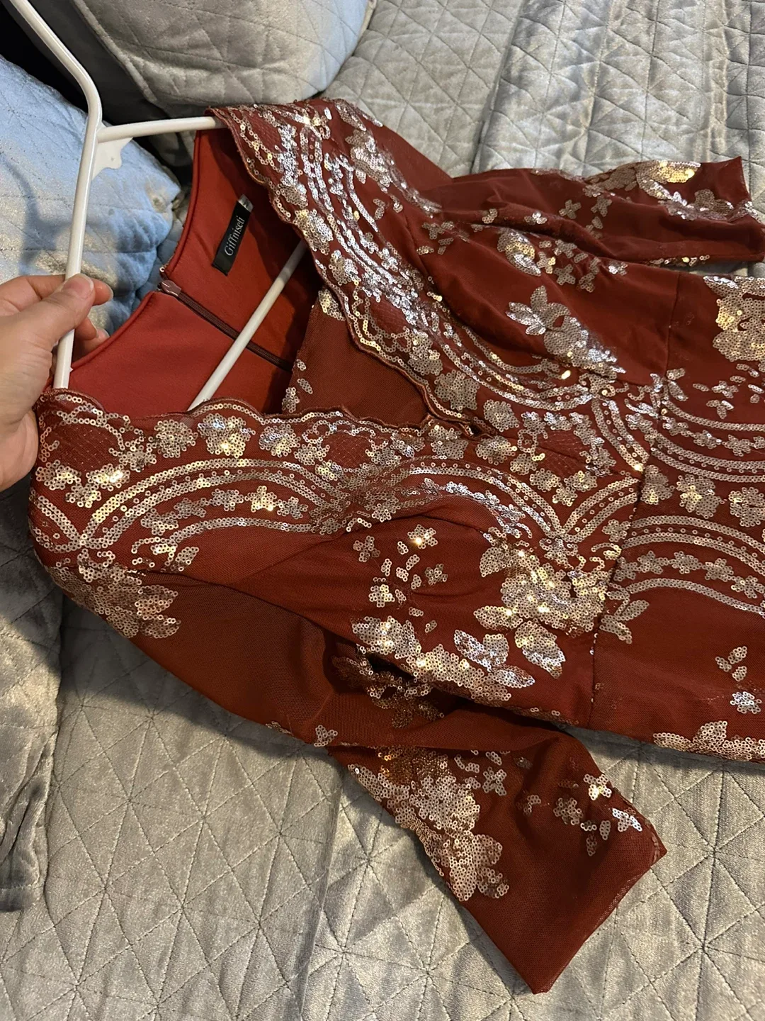 Gorgeous Giffweii Brown Sequin Maxi Dress image indicator(3)