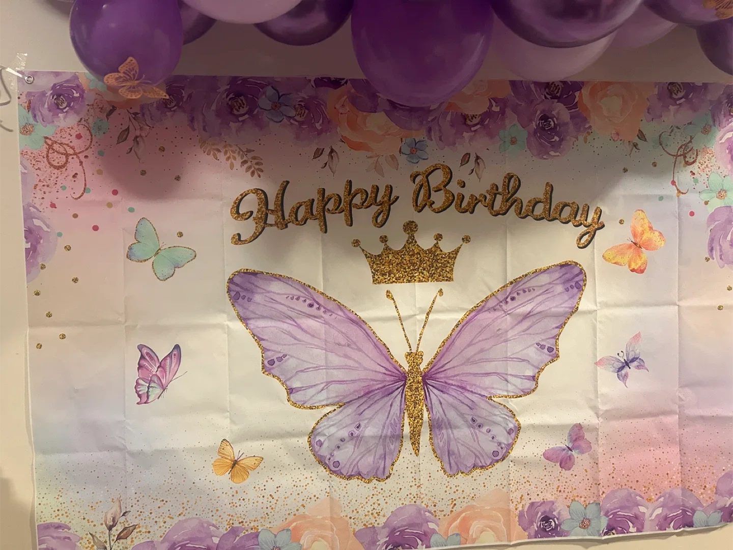 Happy Birthday Butterfly Backdrop
