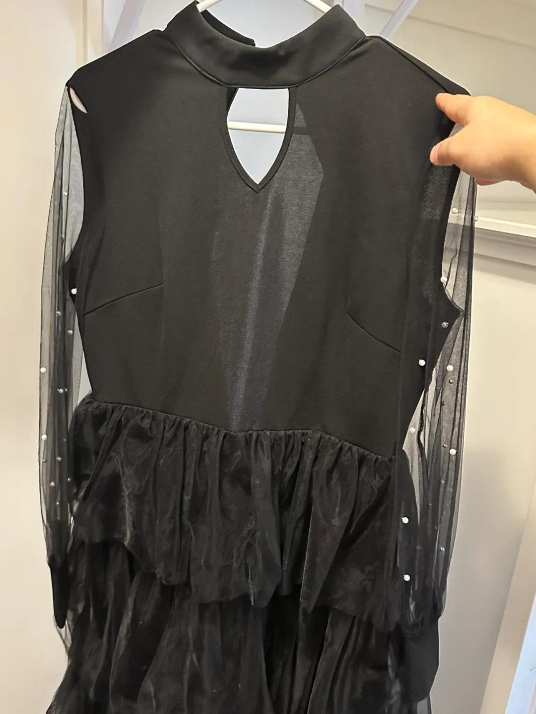 Black Tulle Layered Midi Dress image indicator(4)