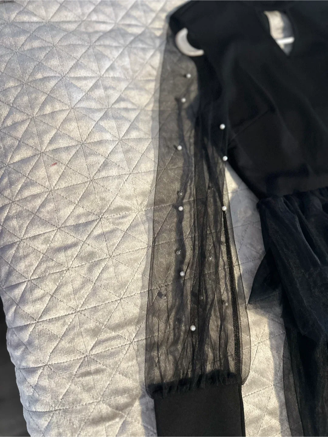 Black Tulle Layered Midi Dress image indicator(3)