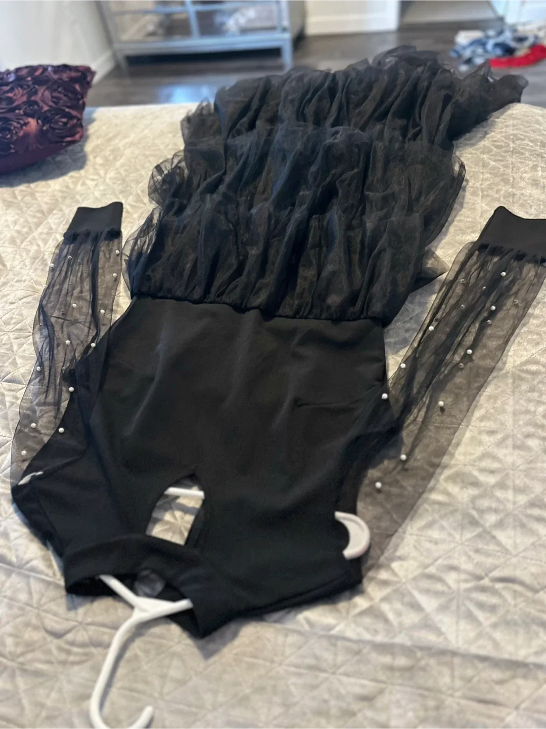 Black Tulle Layered Midi Dress image indicator(2)