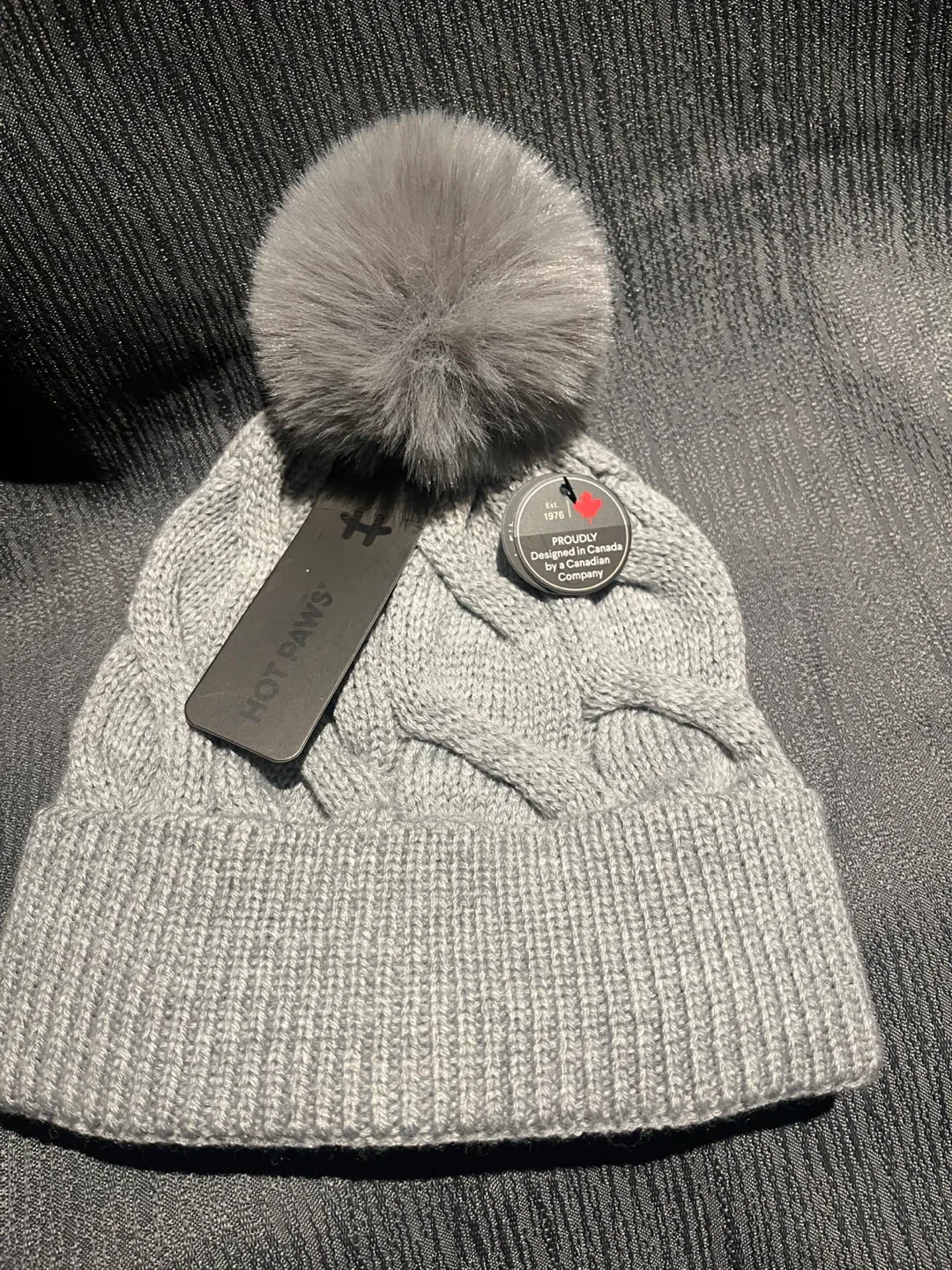 Hot Paws Grey Pom Pom Toque