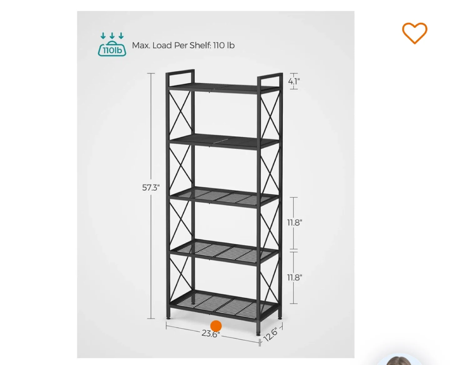 Black Metal 5-Tier Shelf image indicator(2)