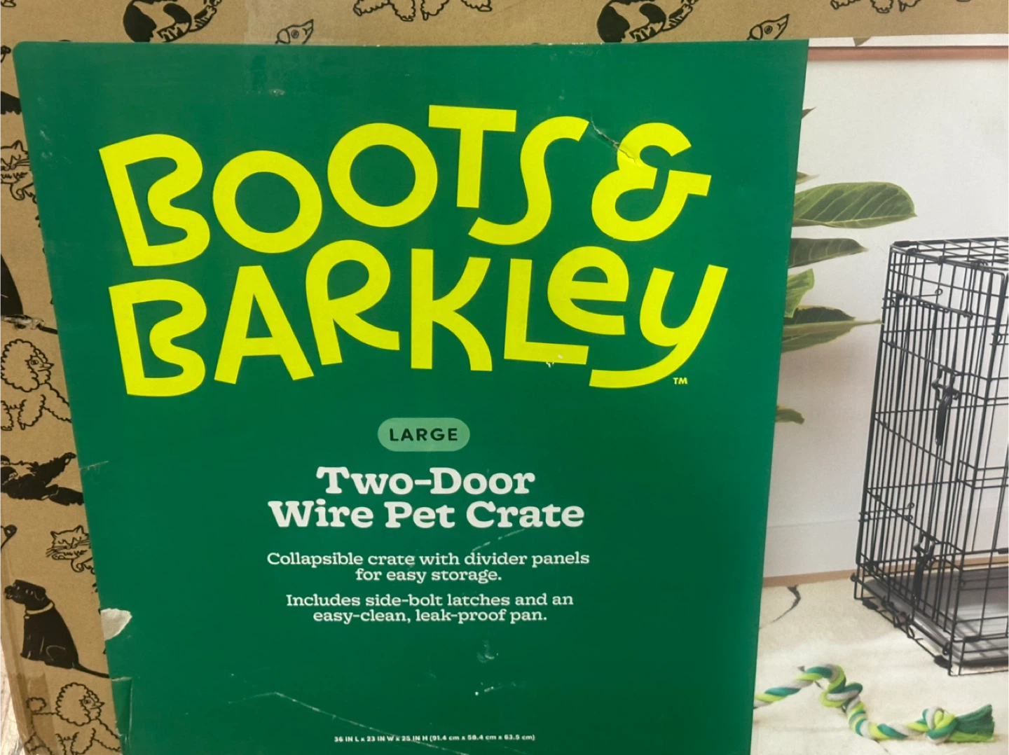 Boots & Barkley Large Two-Door Wire Pet Crate - Black - photo 2