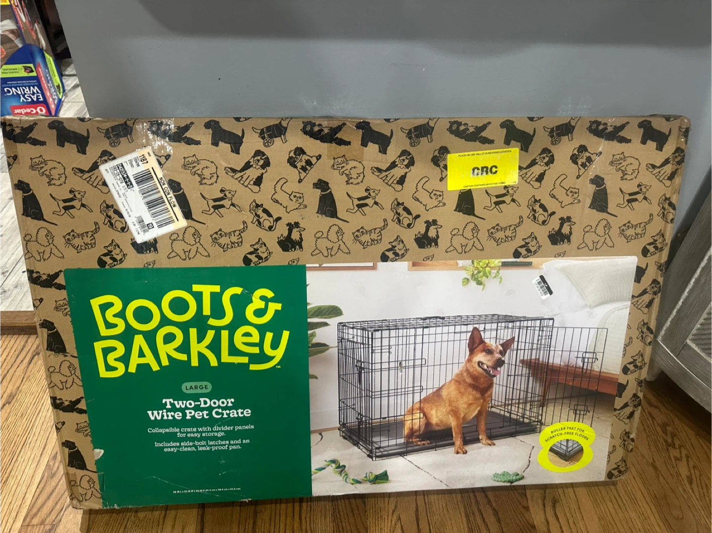 Boots & Barkley Large Two-Door Wire Pet Crate - Black