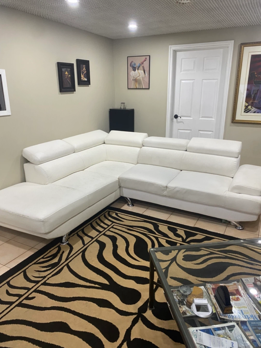 White Leather Sectional Sofa