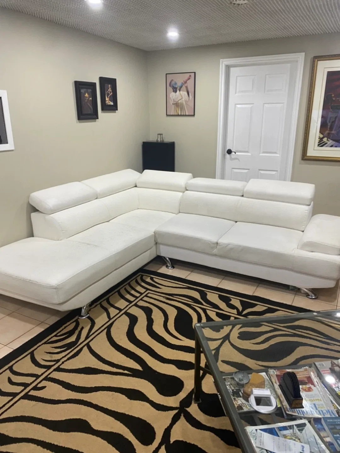 White Leather Sectional Sofa