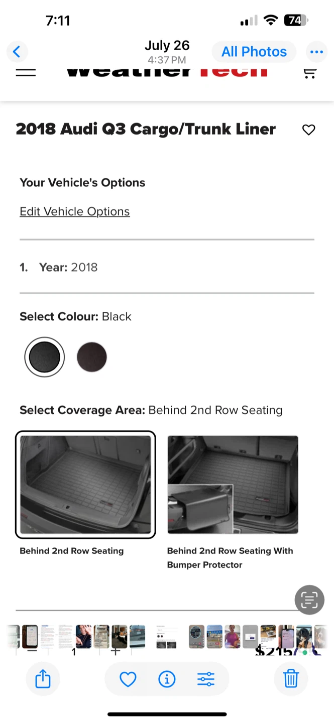 WeatherTech 2018 Audi Q3 Cargo/Trunk Liner - Black - photo 2