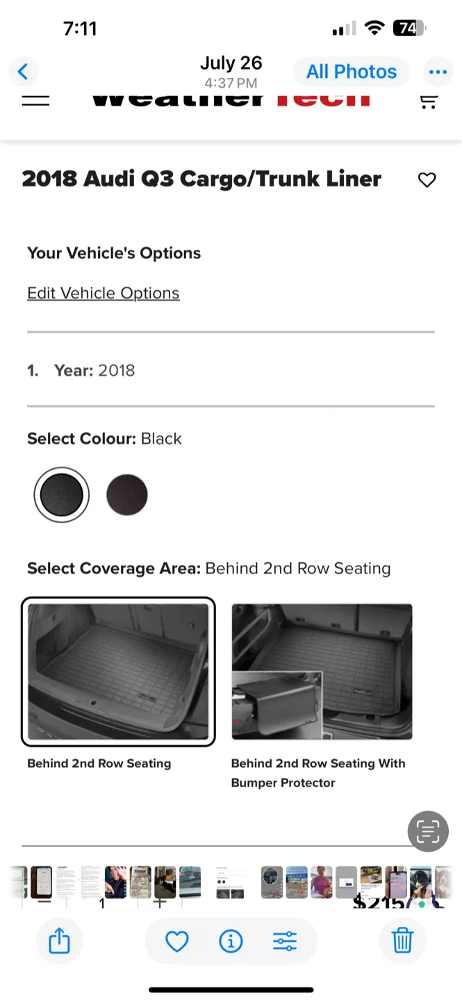 WeatherTech 2018 Audi Q3 Cargo/Trunk Liner - Black image indicator(2)