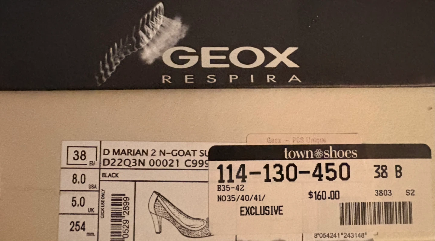 Geox D Marian 2 N-Goat Black Leather Heels - Size 8 - photo 5