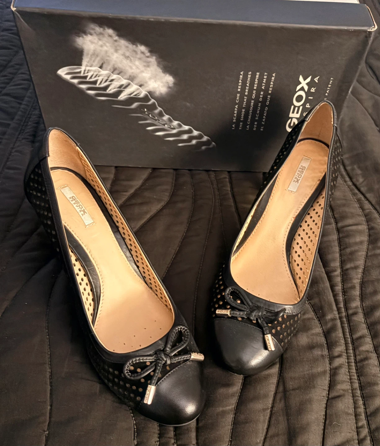 Geox D Marian 2 N-Goat Black Leather Heels - Size 8