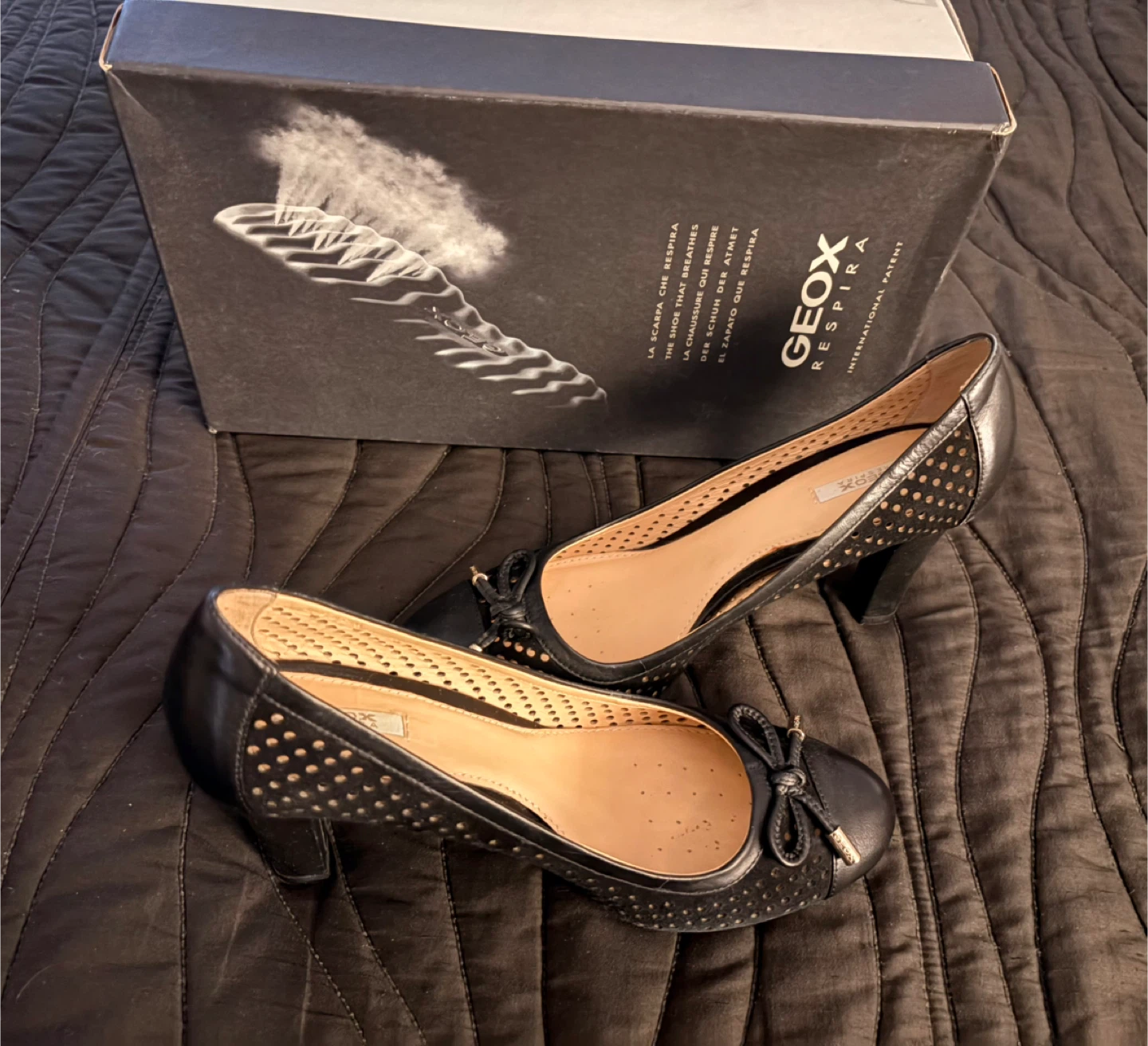 Geox D Marian 2 N-Goat Black Leather Heels - Size 8 - photo 4