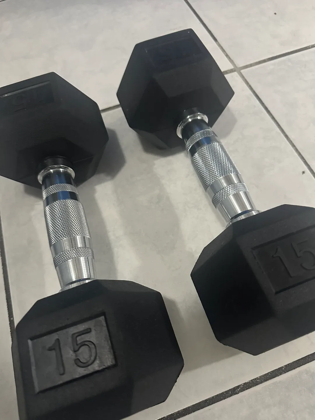 Pair of 15lb Hex Dumbbells