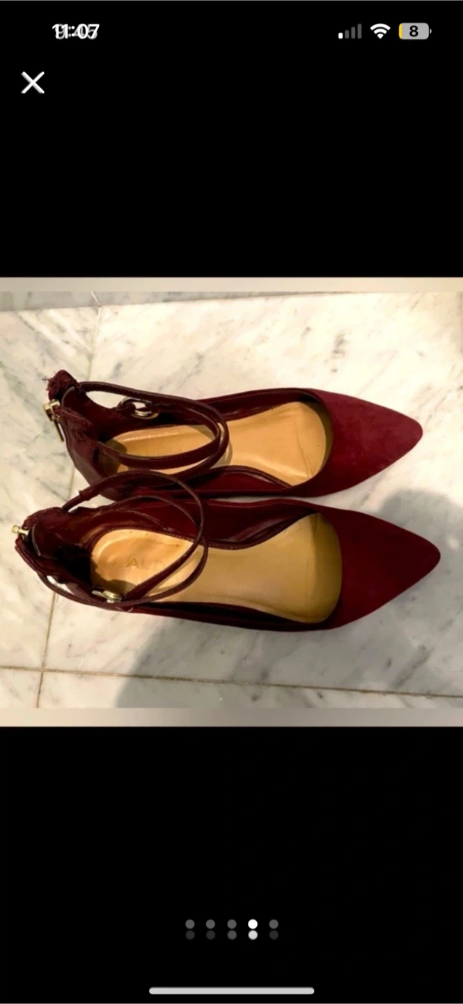 Burgundy Ankle Strap Flats, Size 5 - photo 4