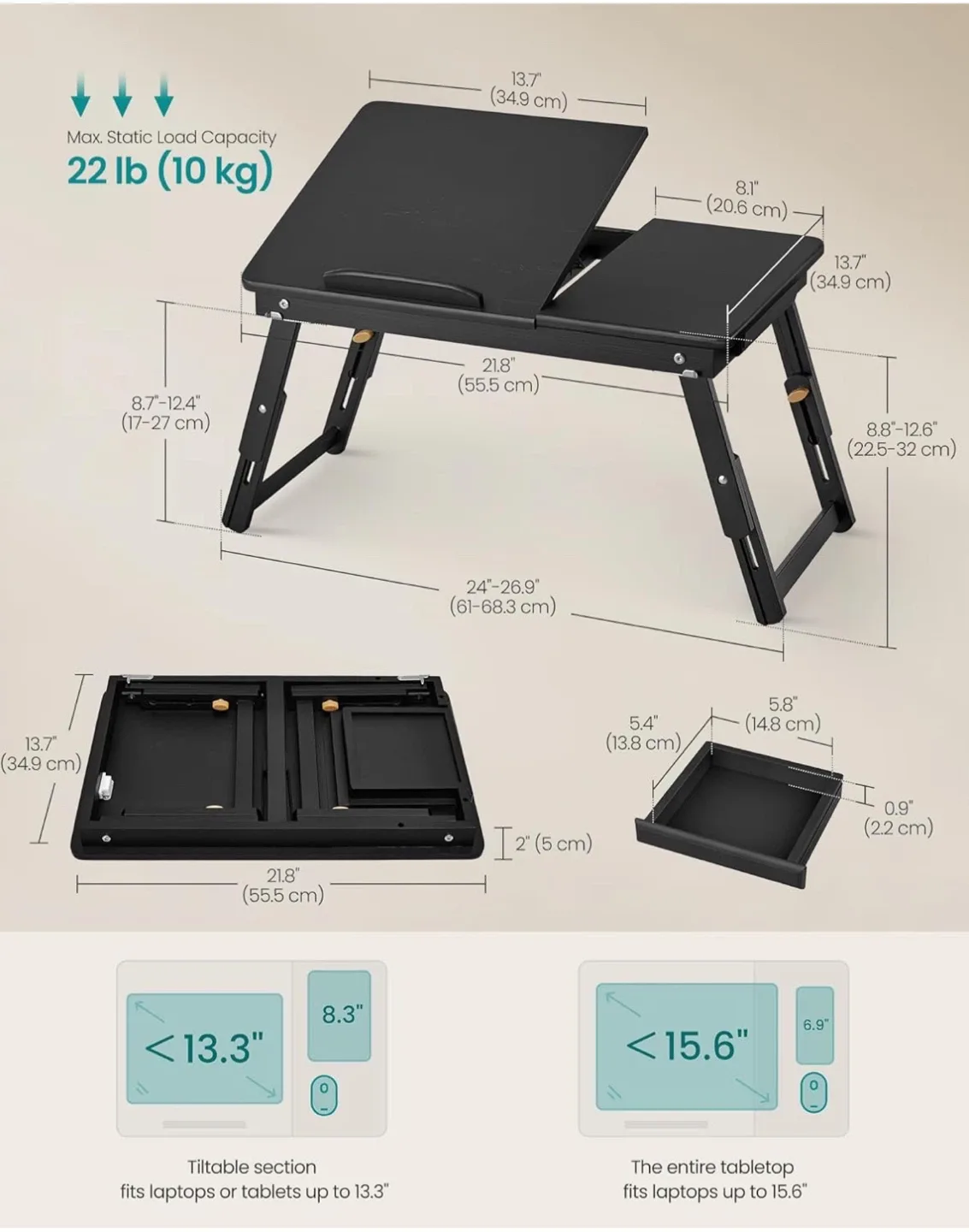 Foldable Adjustable Laptop Bed Desk