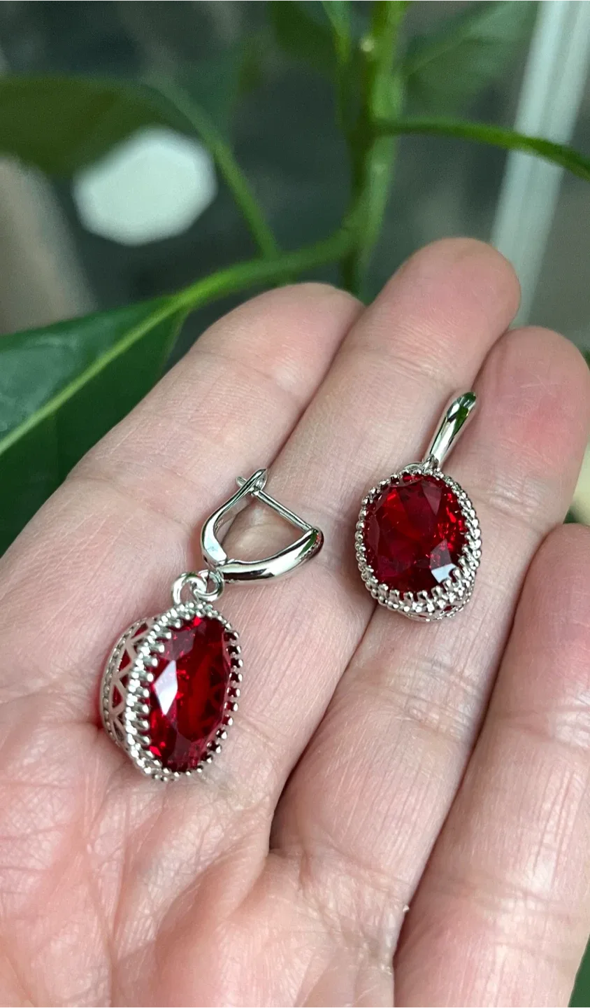 Red zircon Stone Jewellery Set - Ring Size 8 image indicator(8)