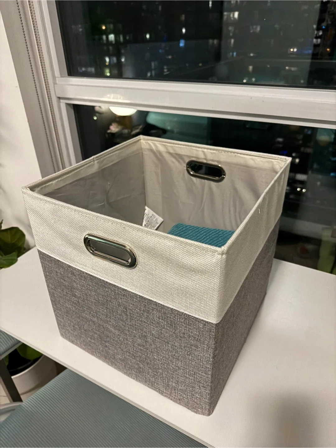 Set of 3 Grey Fabric Storage Bins image indicator(3)