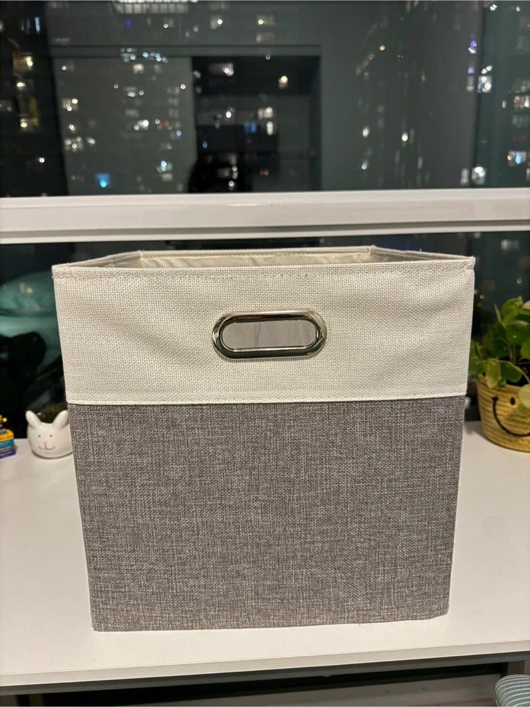 Set of 3 Grey Fabric Storage Bins image indicator(2)