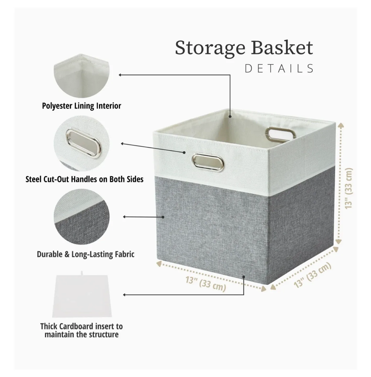 Set of 3 Grey Fabric Storage Bins image indicator(4)