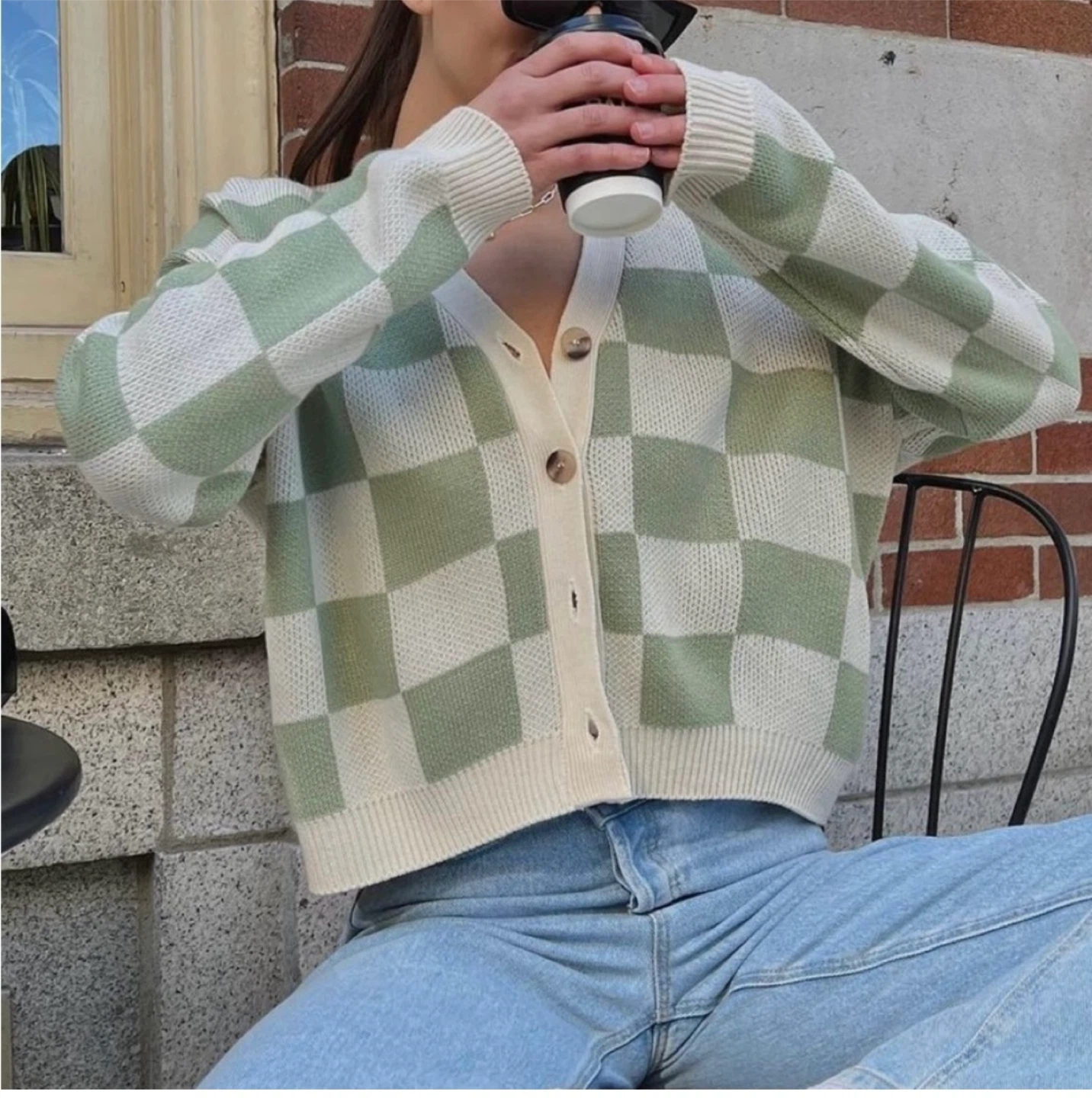 Oak + Fort Checkered Cardigan