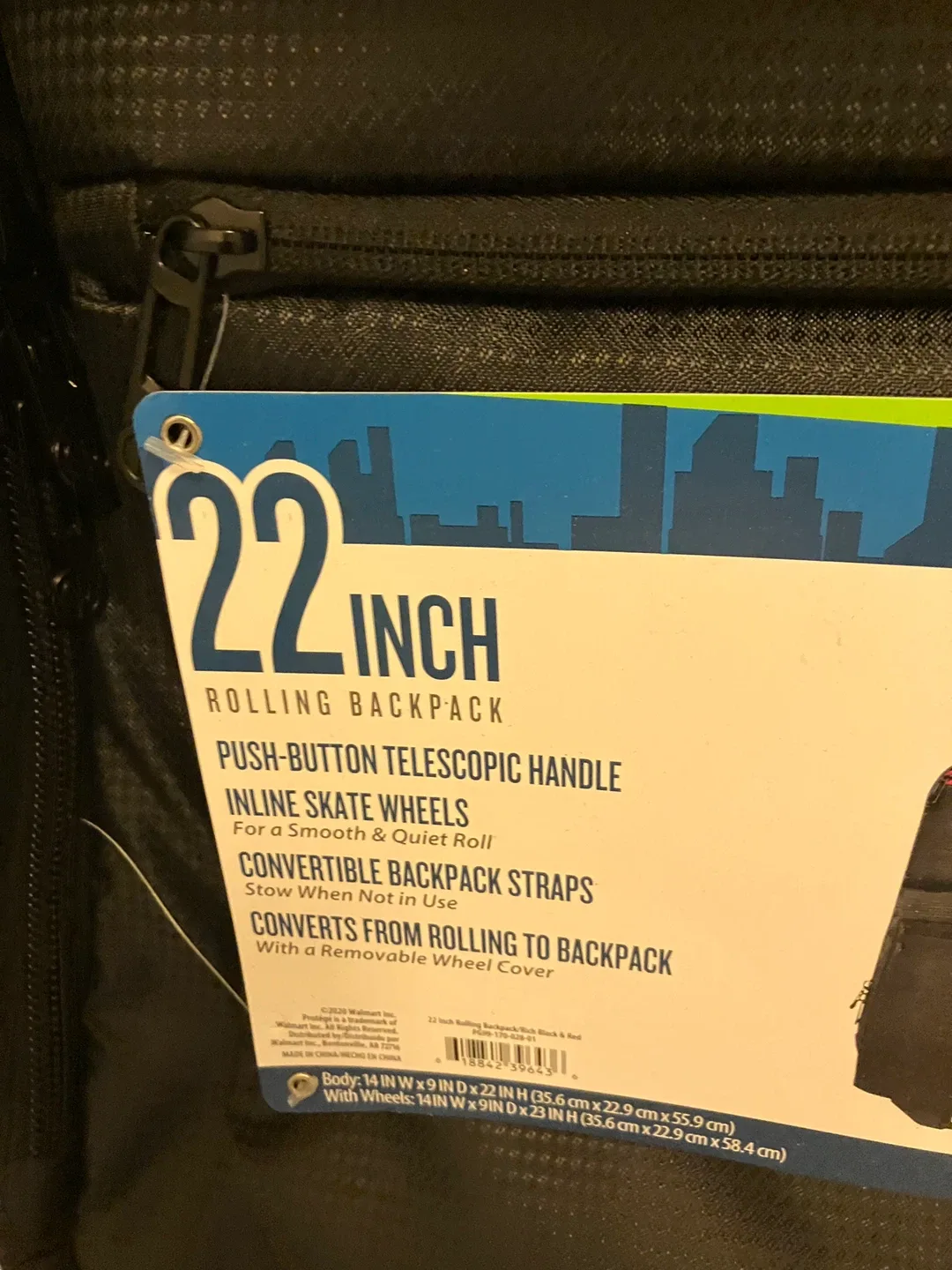 Protégé 22-Inch Rolling Backpack - Black