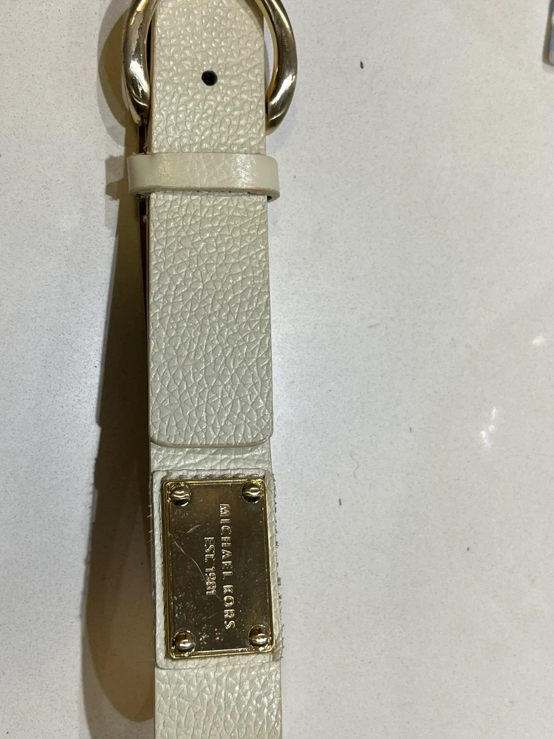 Michael Kors Off-White Leather Belt - Small