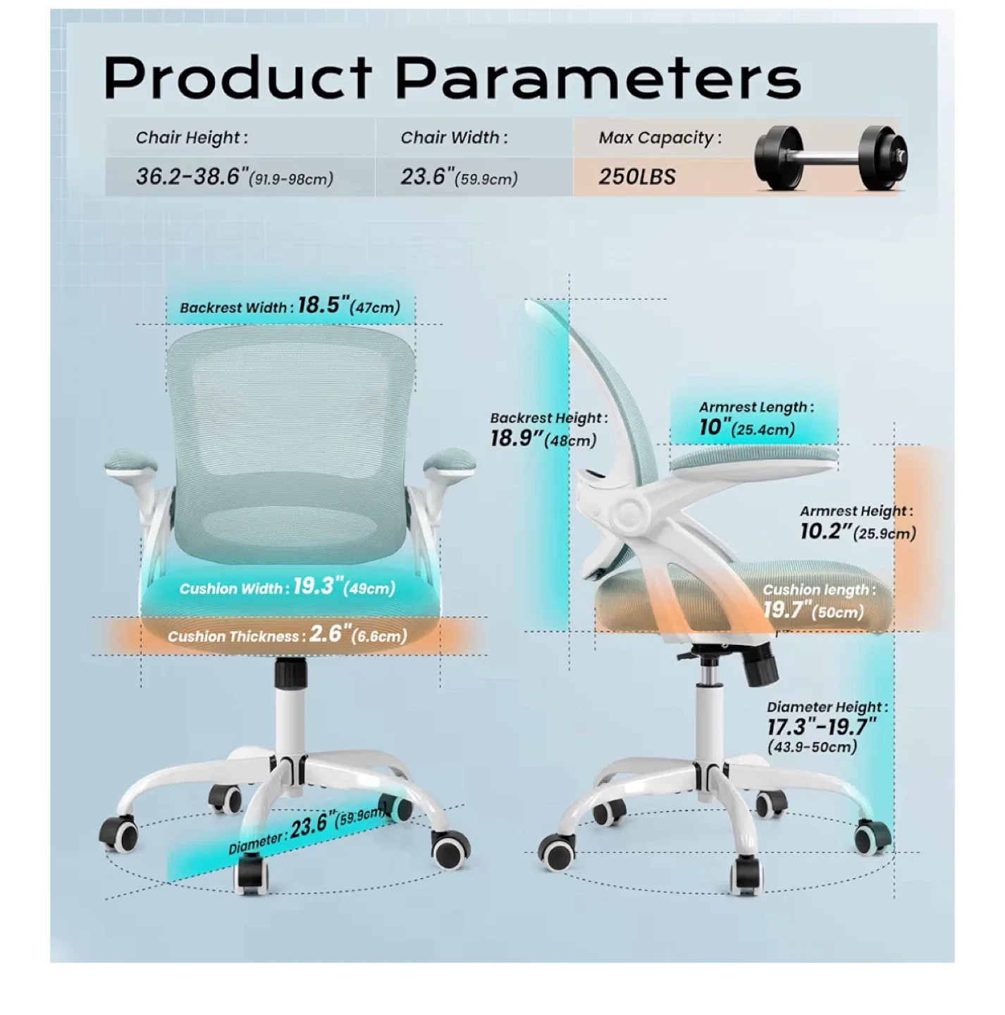 Mint Green Office Chair image indicator(4)